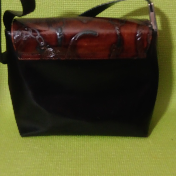 Brown and Black Leather Shoulder Bag Vintage - Picture 2 of 8